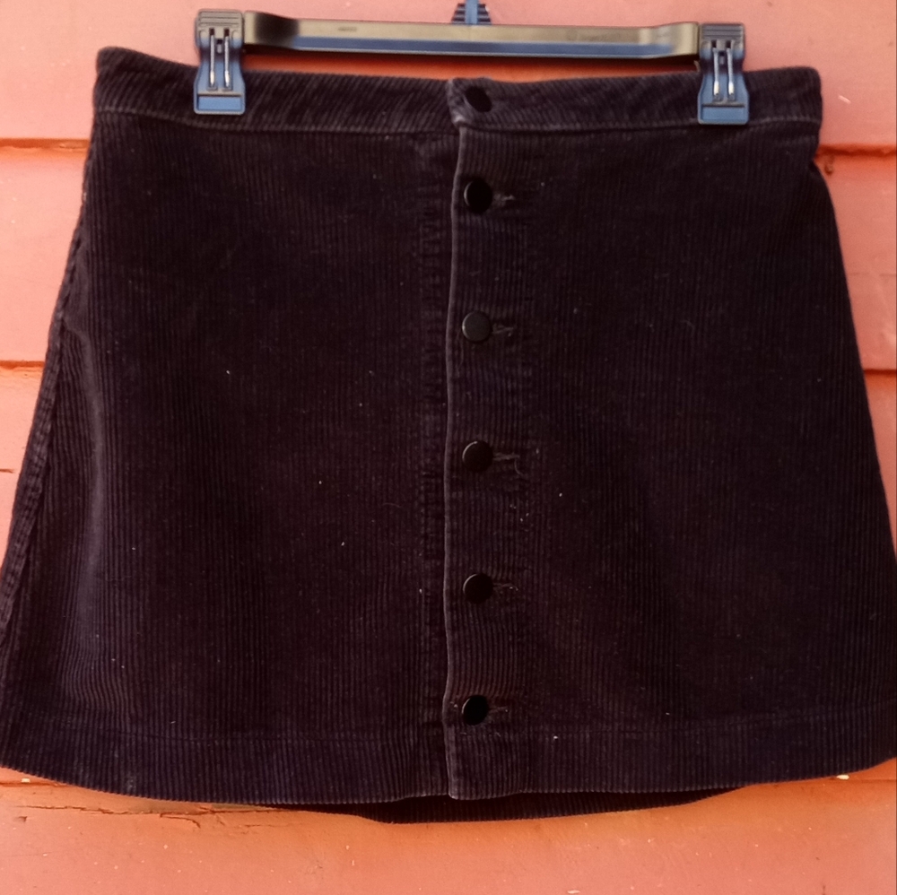 American Apparel Black Corduroy Mini Skirt Back to School L